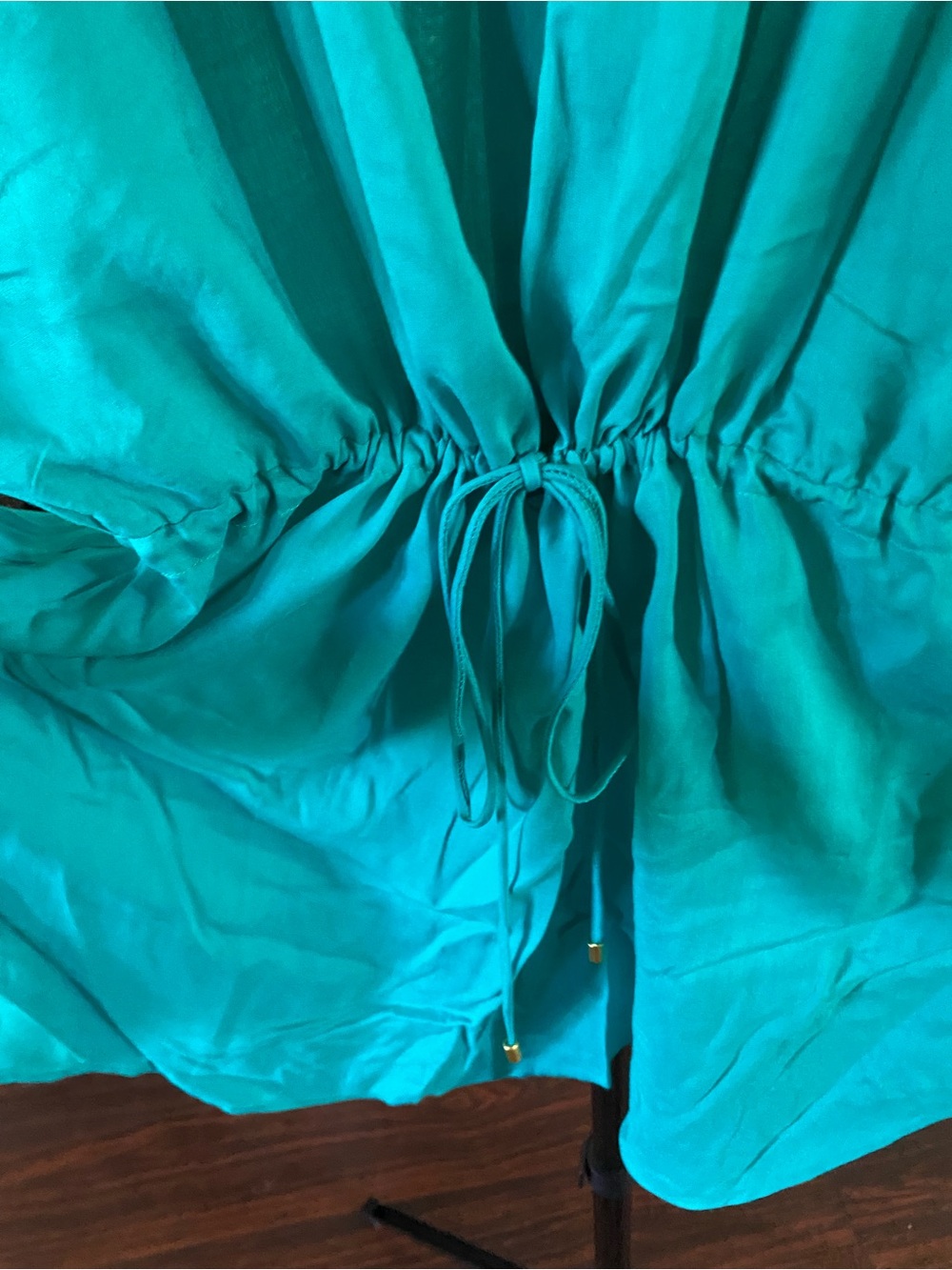 Relaxed Teal Swim Coverup with Drawstring Waist - Picture 11 of 12